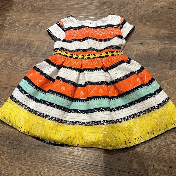 3t orange dress Toddler Girl Orange Print Short-Sleeve Dress